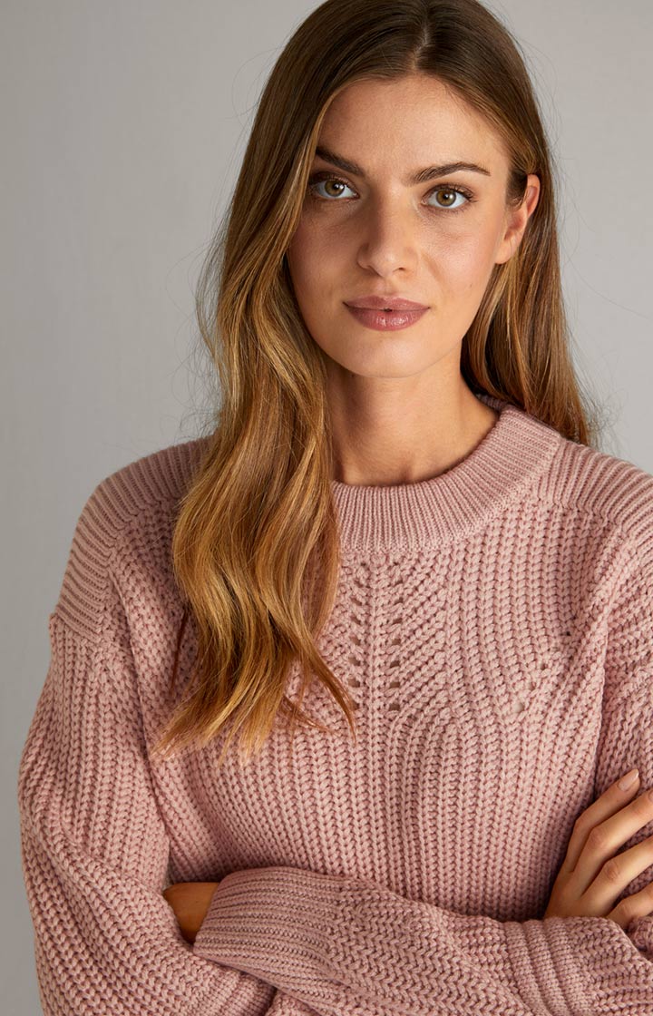 Wool-Mix Strickpullover in Dark Rosé