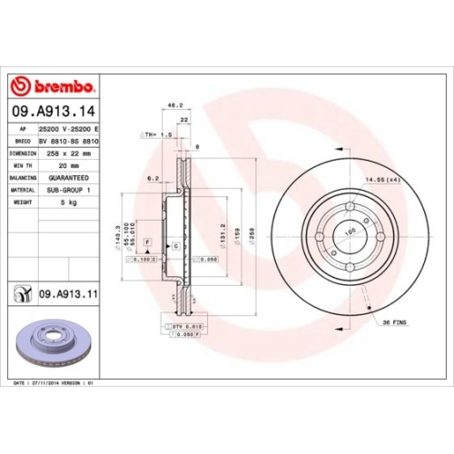 09.A913.11 BREMSSCHEIBE BREMBO VA  VP2 - ATU