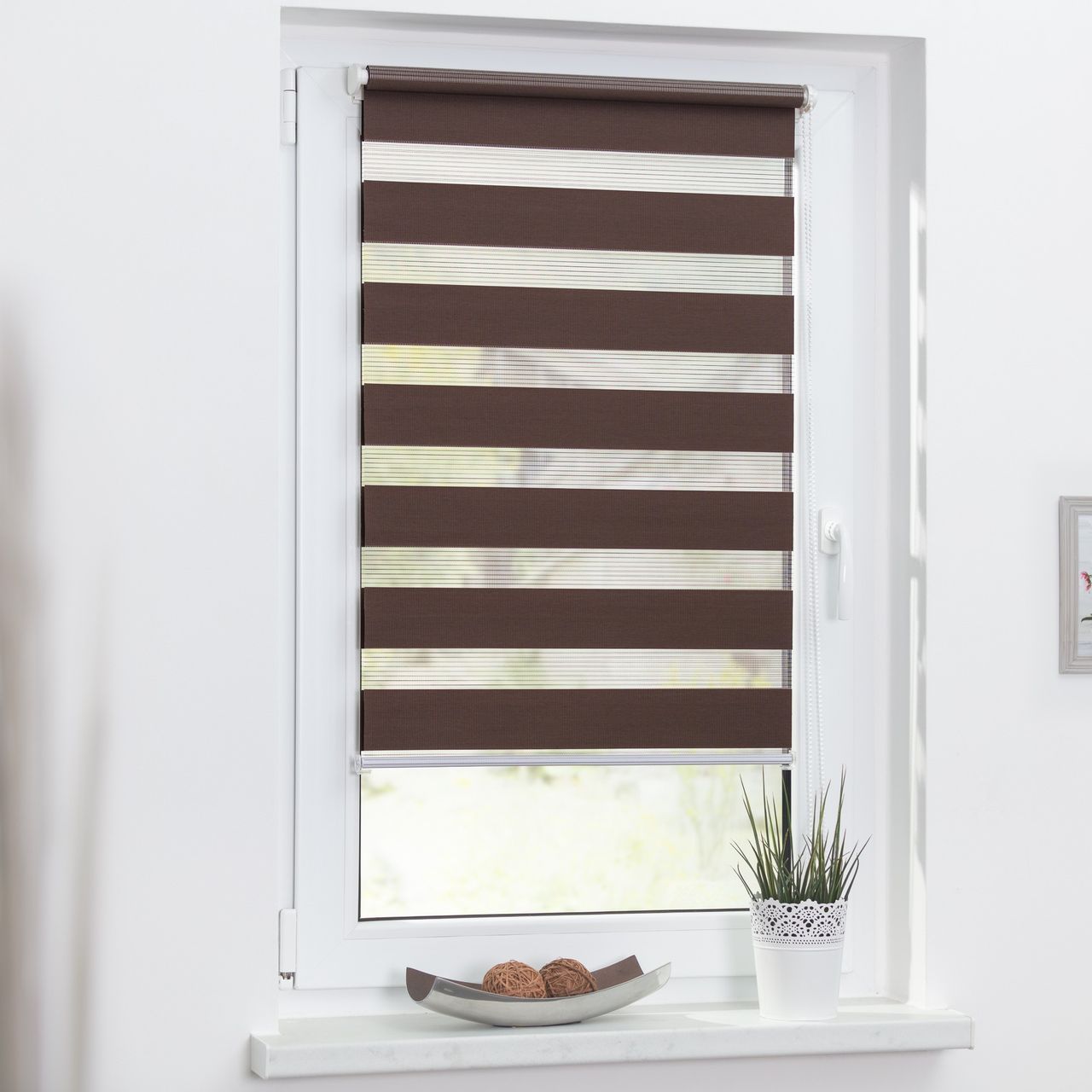 Lichtblick Duo-Rollo Klemmfix, ohne Bohren - Dunkelbraun, 80 cm x 200 cm (B x L)