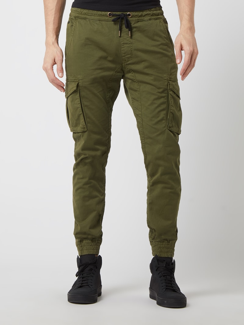 Cargohose mit Label-Details Modell 'Twill' in olivgrün