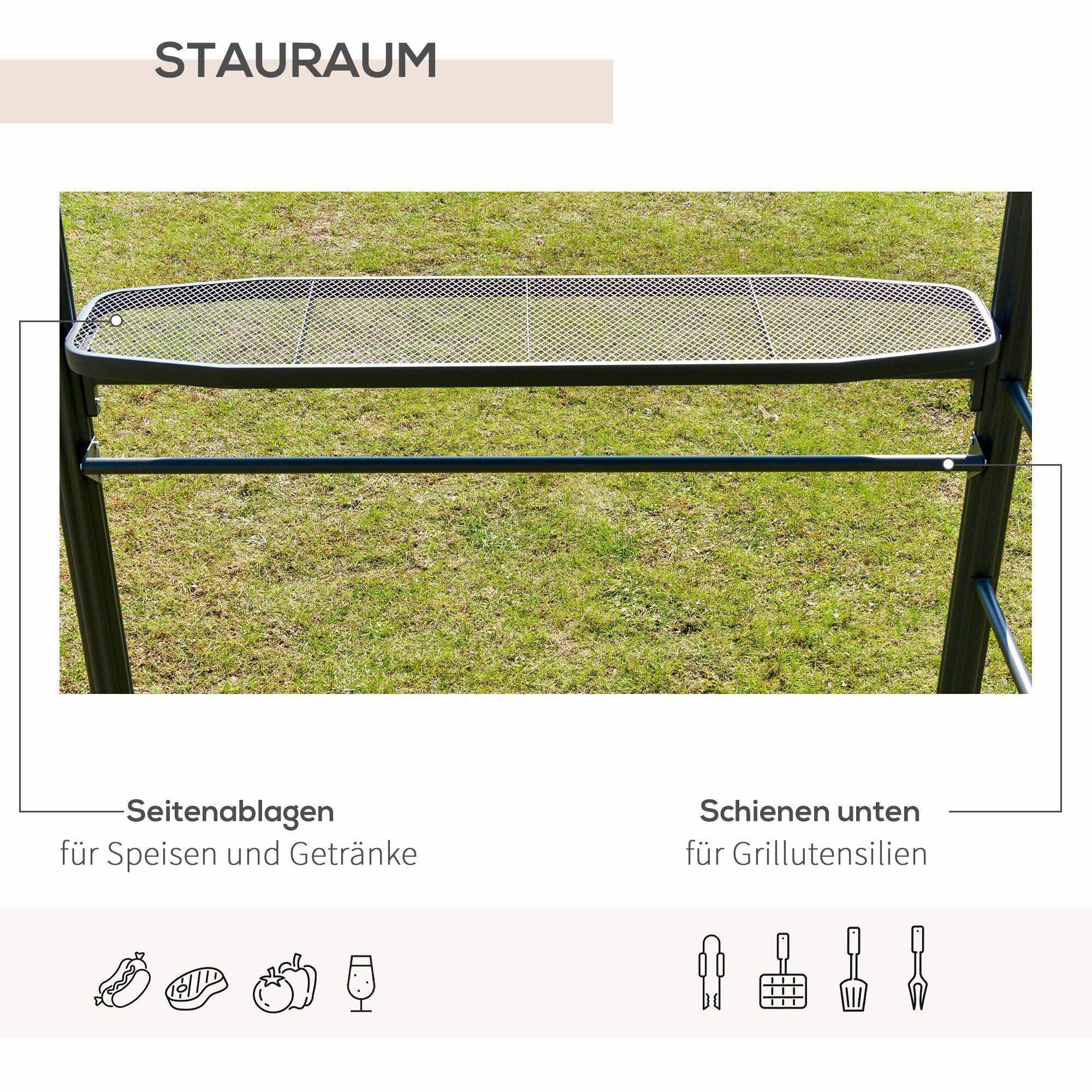 Outsunny Grillpavillon Grillpavillon mit Flammschutzdach