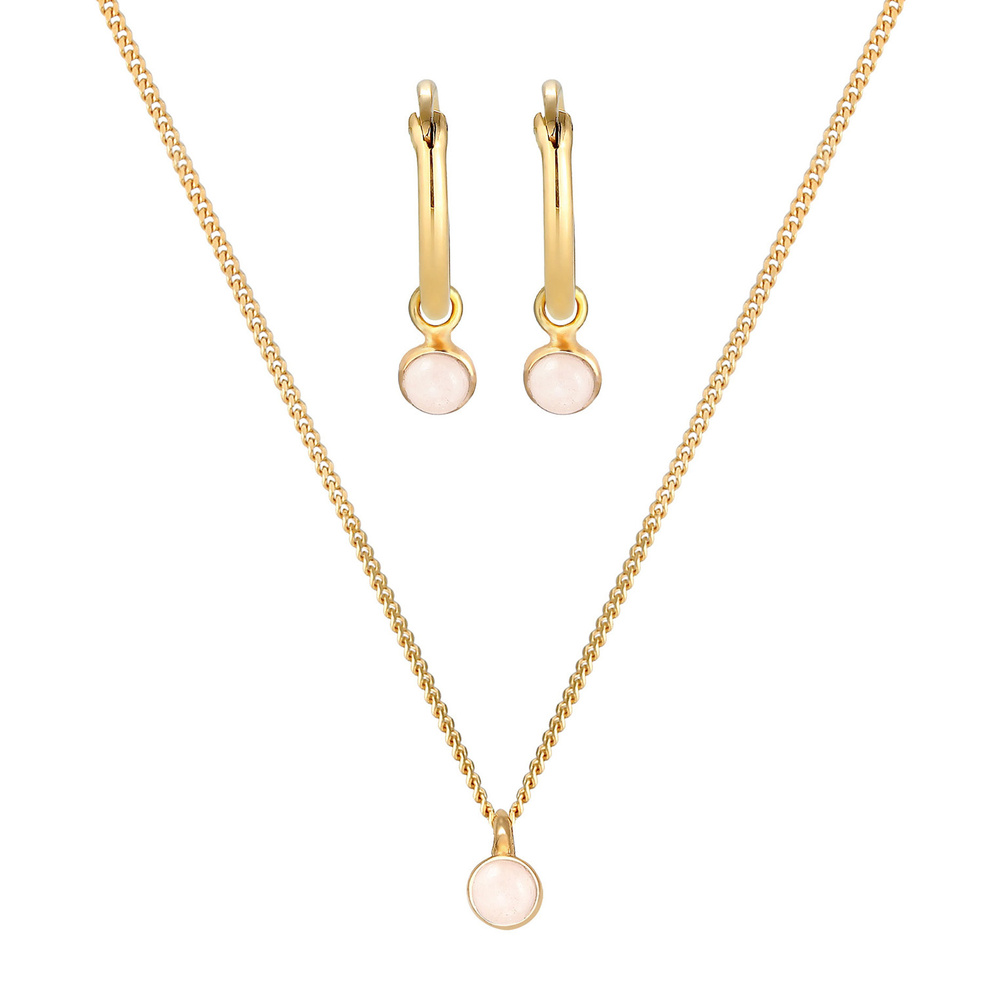 Elli PREMIUM Elli PREMIUM Ensemble de Bijoux Pendentif Créole Femme Minimal Elégant avec Quart Bijoux