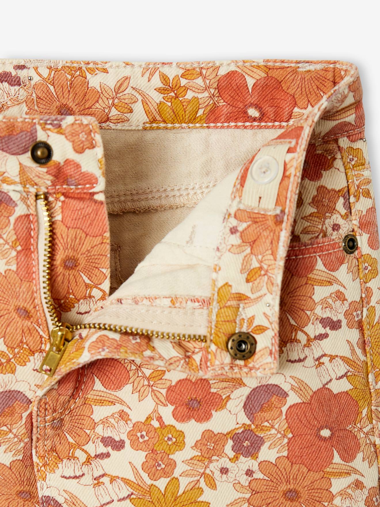 Short à fleurs fille rose nude