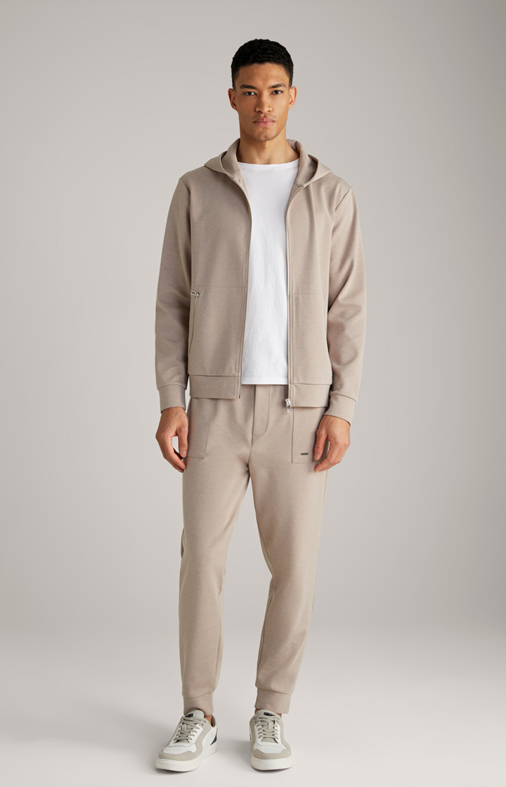 Hoodie-Sweatjacke Tiberio in Hellbraun