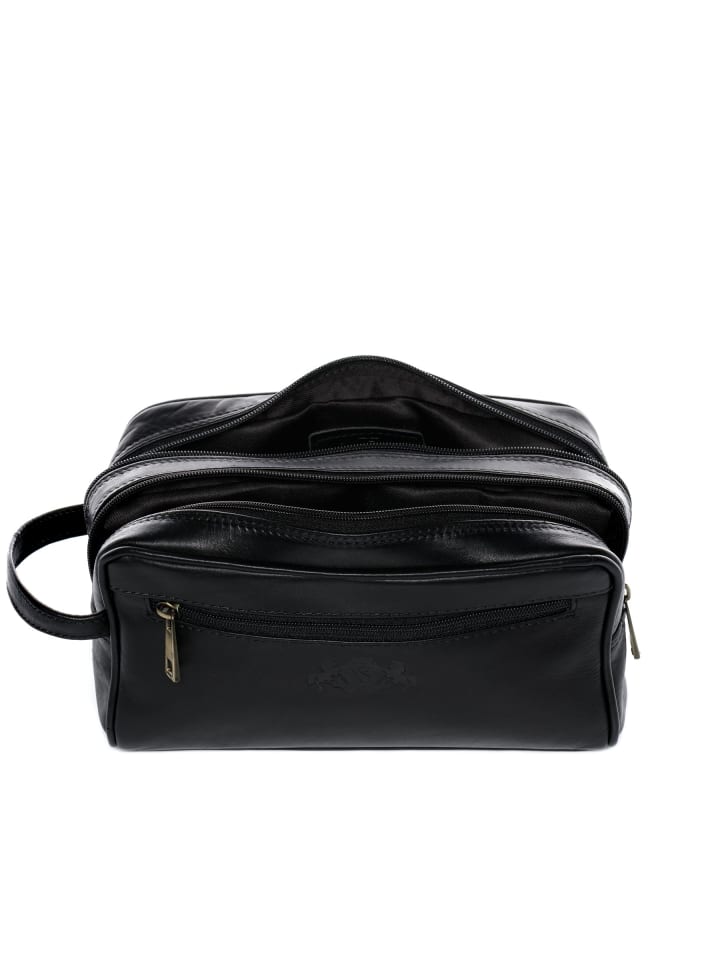 SID & VAIN Leder-Kulturtasche echt Leder Kulturtasche groß schwarz GATWICK in schwarz günstig kaufen onesize