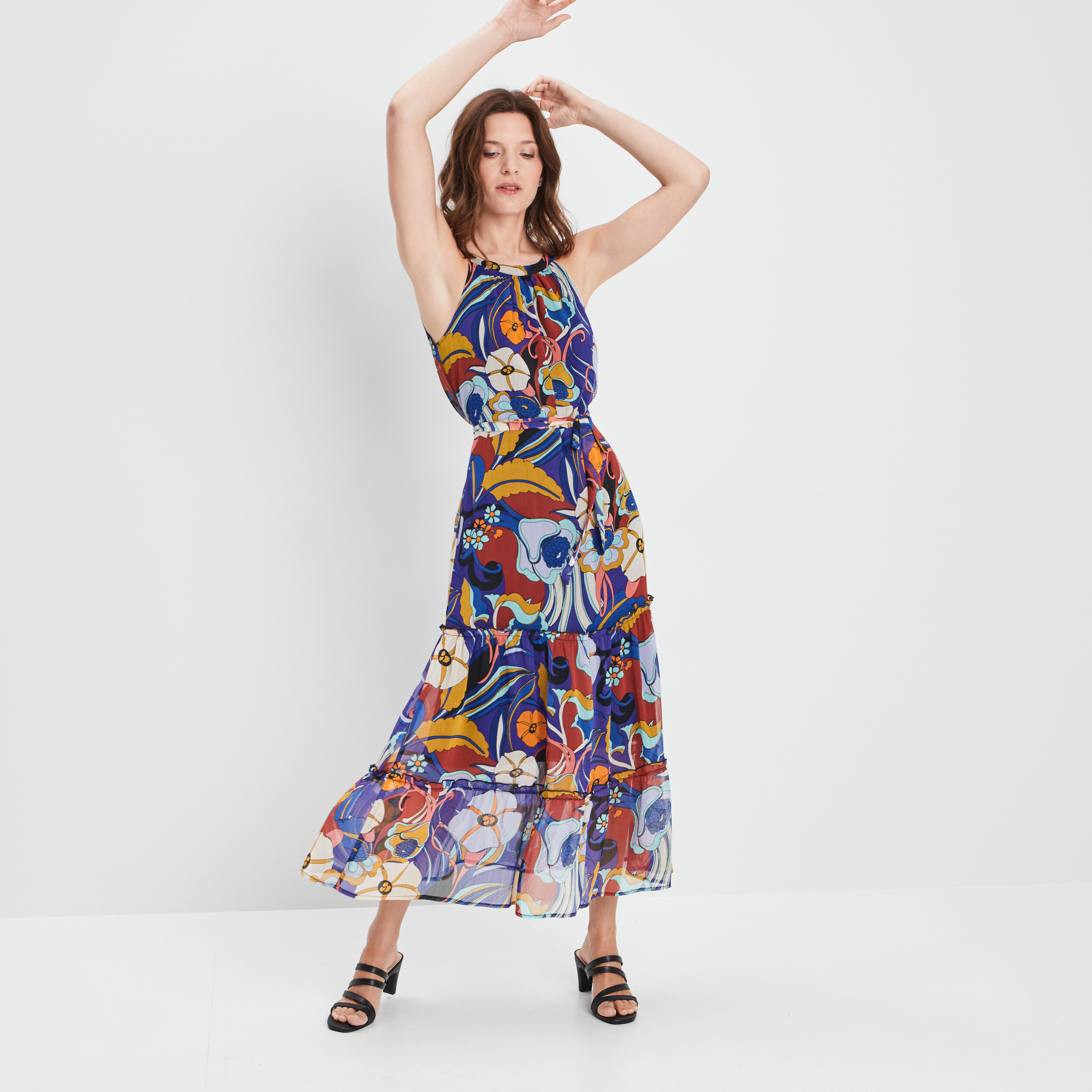 Robe longue droite fluide violet femme | La Halle