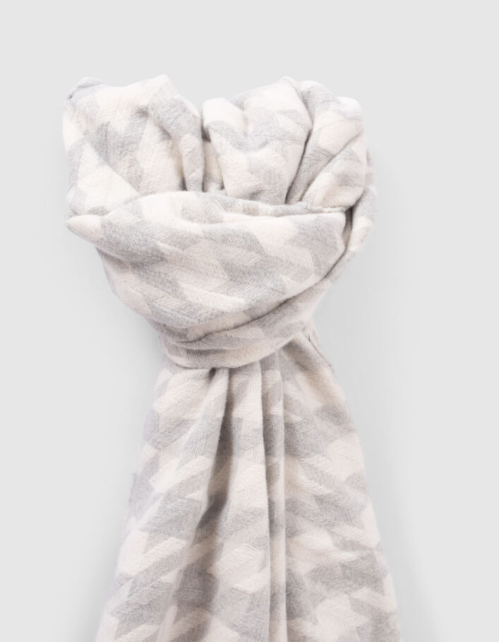 Echarpe grise motif pied-de-coq fille