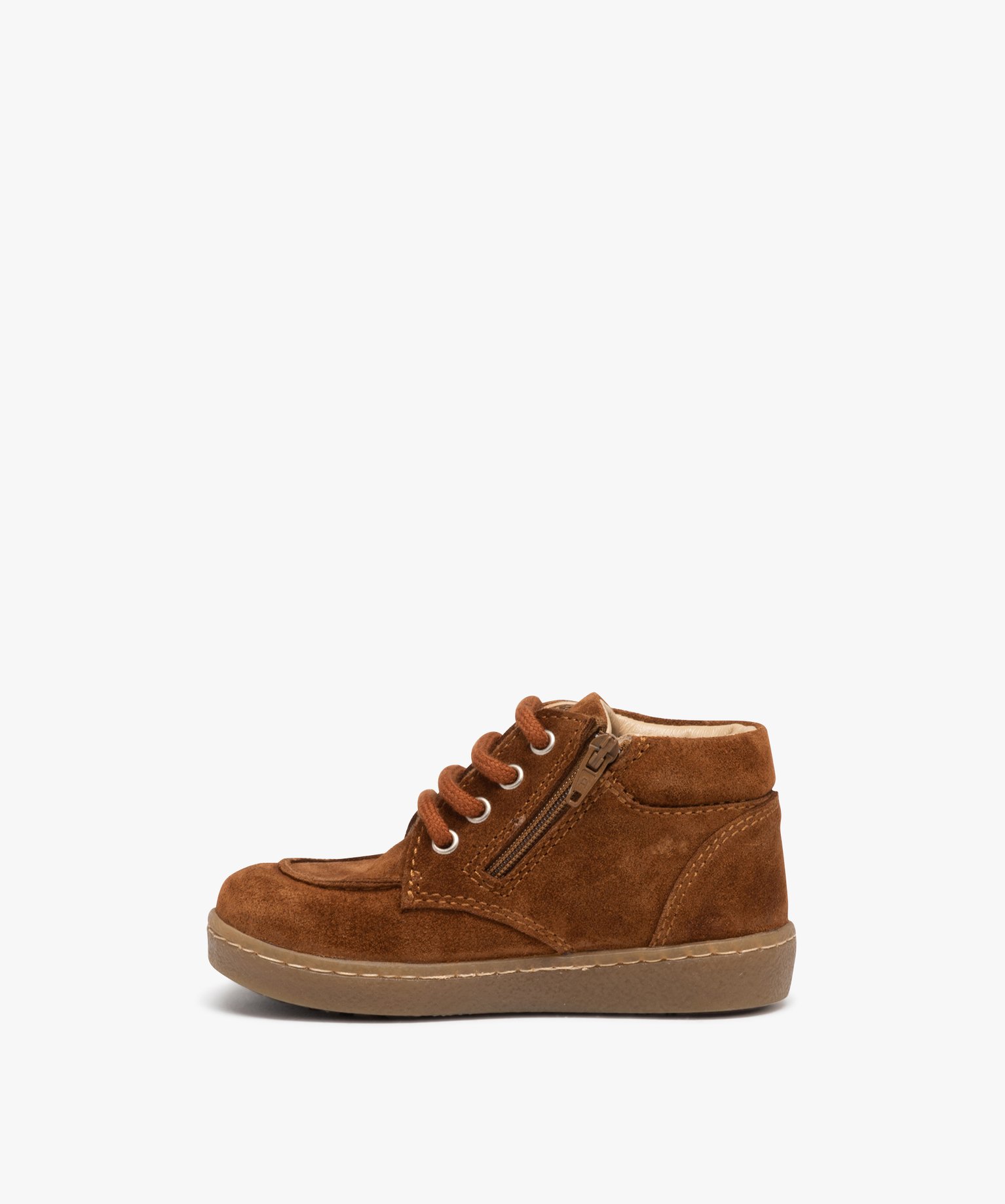 Chaussures en cuir velours à lacets bébé Garçon - NA! camel | GEMO