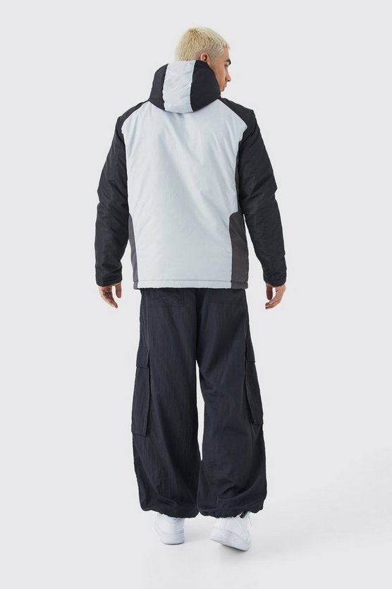 Lockere gepolsterte Ripstop Colorblock Jacke