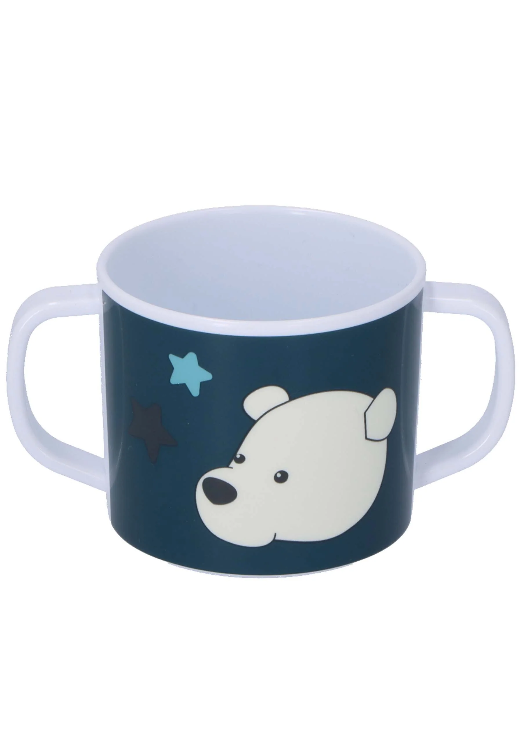 Henkeltasse mit Trinkaufsatz Eisbär Elia, türkis