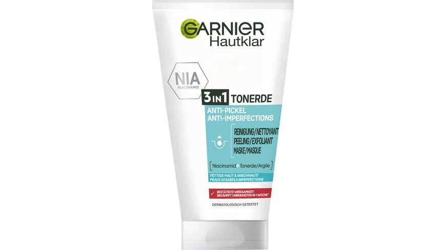 Garnier Hautklar 3in1 Reinigung+Peeling+Maske - Effiktive Pflege für unreine und fettige Haut für ein klares Hautbild 150 ml