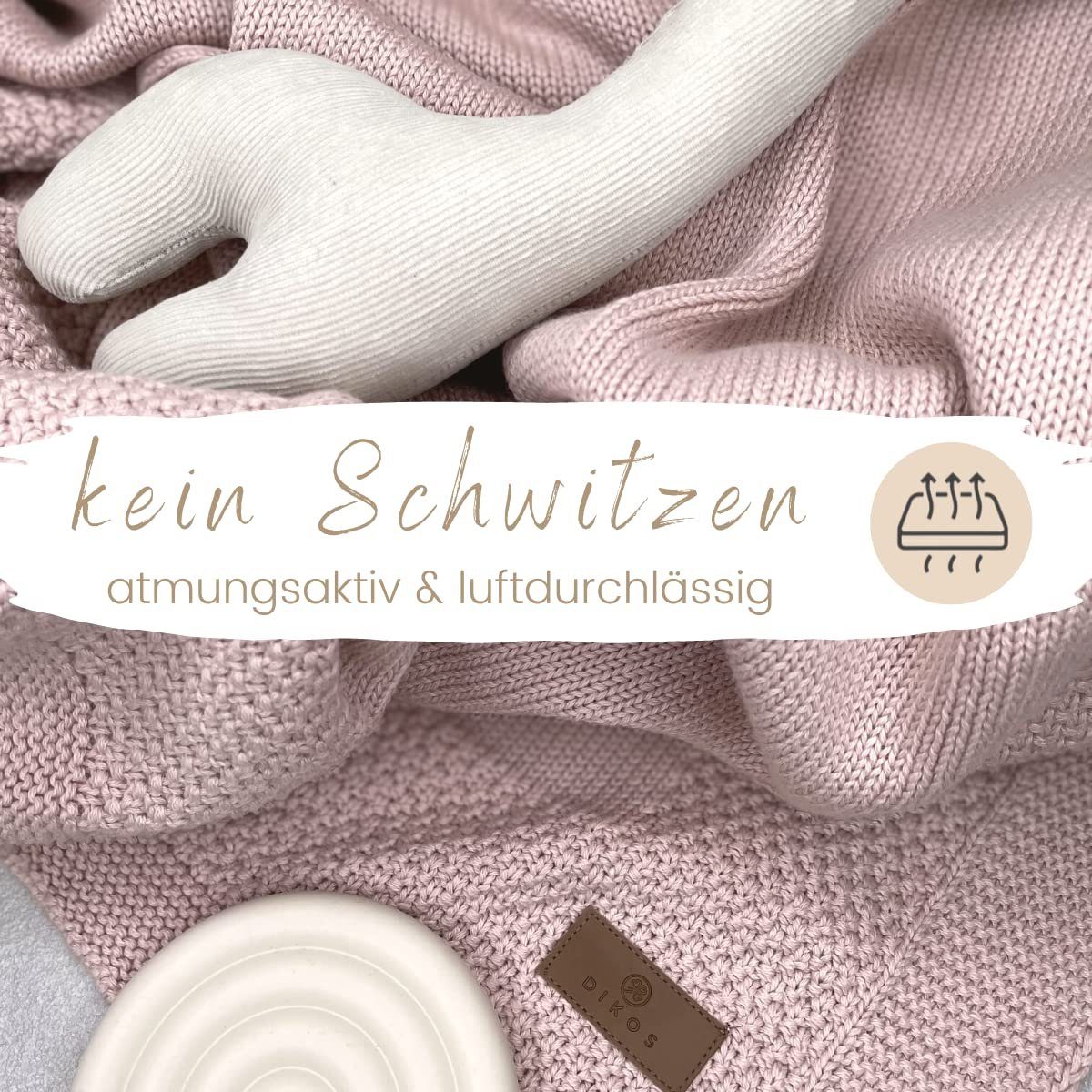 Babydecke DIKOS® Babydecke aus *100%* Bio Baumwolle, Strickdecke, Geschenk, DIKOS, PREMIUM Qualität, 75x100 cm, atmungsaktiv, nachhaltig, kuschelweich
