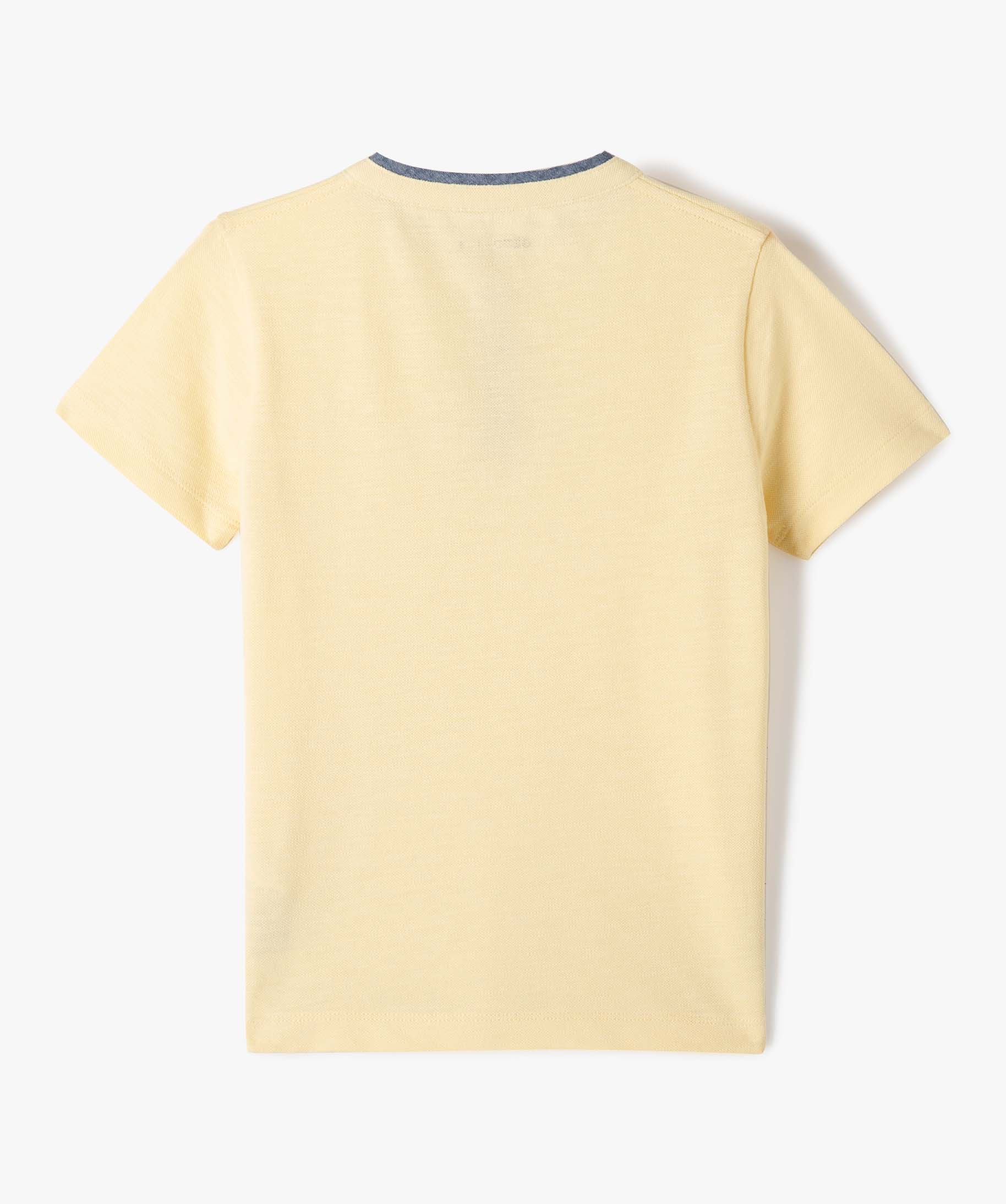 Tee-shirt Garçon esprit polo en maille piquée jaune | GEMO