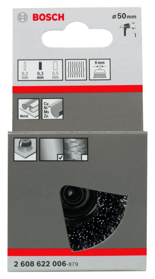 Bosch Blue Zubehör 2608622006 Kabelgebundene Bürste 50 mm geriffelt 6 mm Schaft