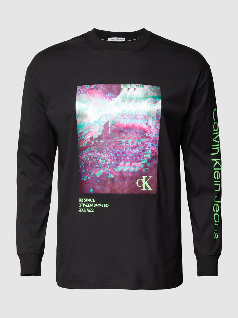 PLUS SIZE Longsleeve mit Motiv-Print in schwarz