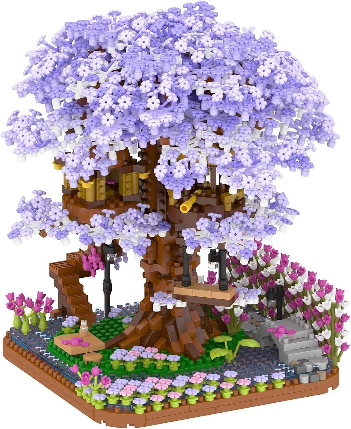Kunstbonsai Kunstbonsai Sakura Tree Kunstpflanzen Spielbausteine Konstruktionsspi, KINOMI, Nicht Kompatibel Mit Lego Baustein Geschenk