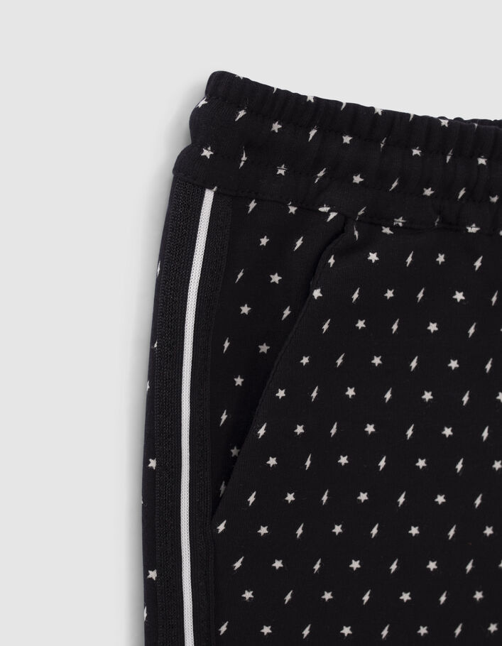 Jogging noir imprimé étoiles éclairs fille