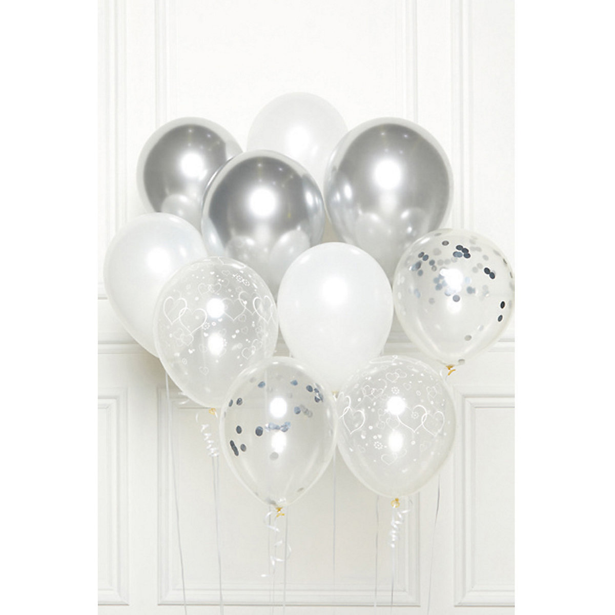 DIY Ballonbouquet Silber, 10 Ballons