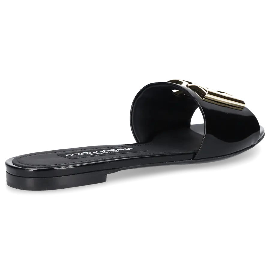 Dolce & Gabbana - Damenschuhe CIABATTA FLAT Lackleder - schwarz