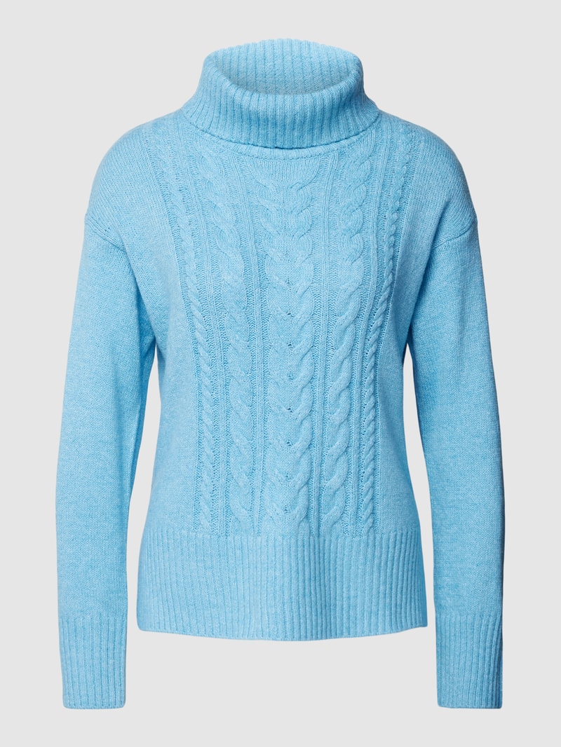 Strickpullover mit Zopfmuster in hellblau