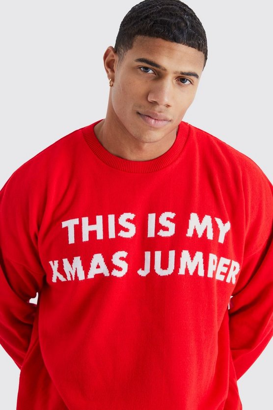 Oversize Weihnachtspullover mit This Is My Christmas Print