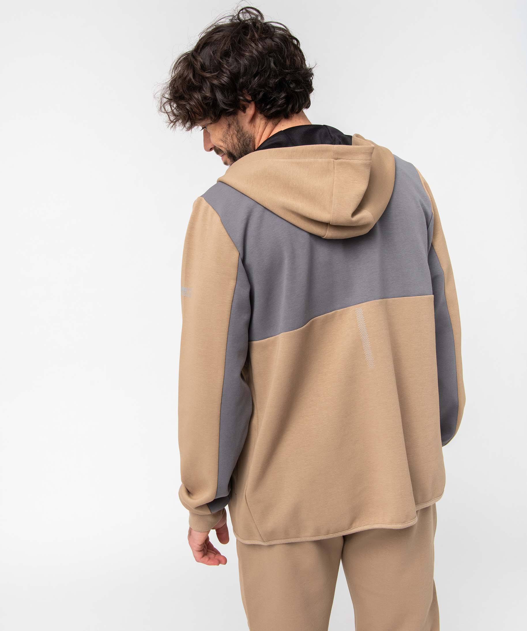 Sweat homme zippé à capuche beige | GEMO
