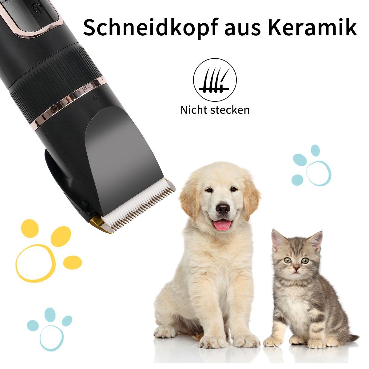 7Magic Hundeschermaschine Pferdeschermaschine, Multifunktionstrimmer, mit Ladeanzeige, Aufbewahrungstasche, Haarschneider für Haustiere, Katzenhaarschneider