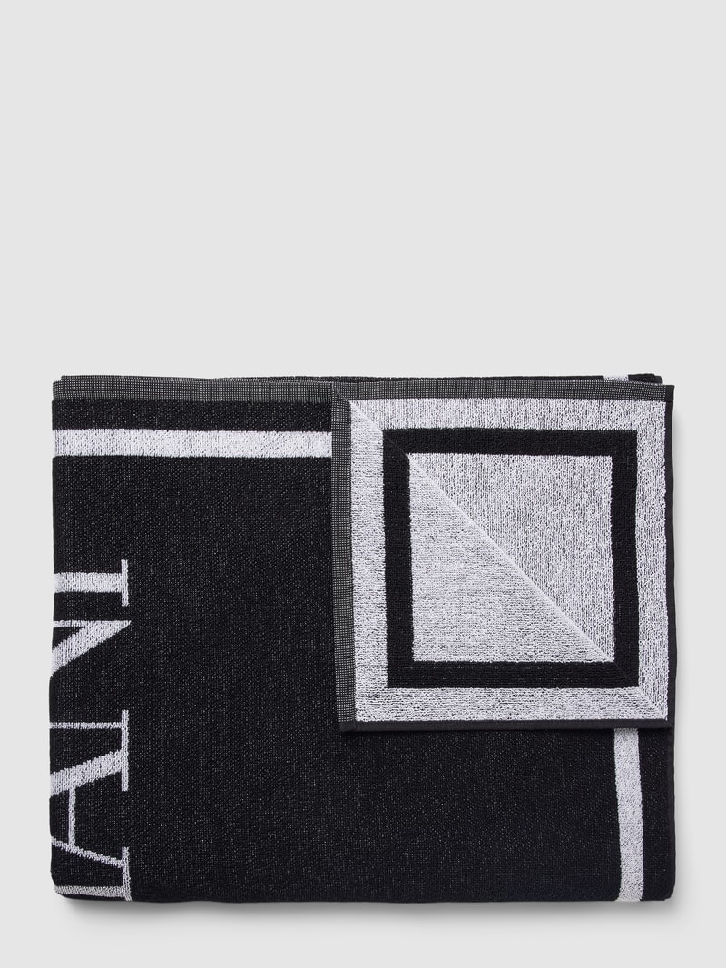 Handtuch mit Label-Print in schwarz
