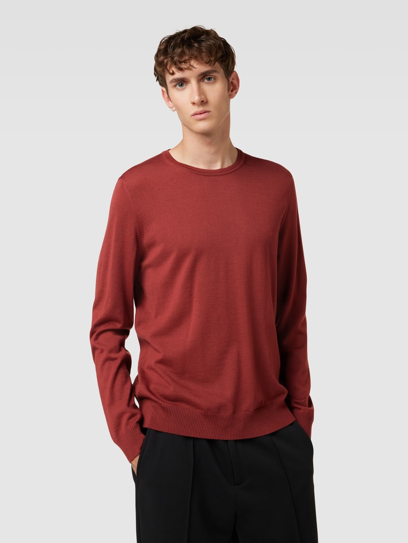Strickpullover aus Schurwolle Modell 'Denny' in bordeaux rot