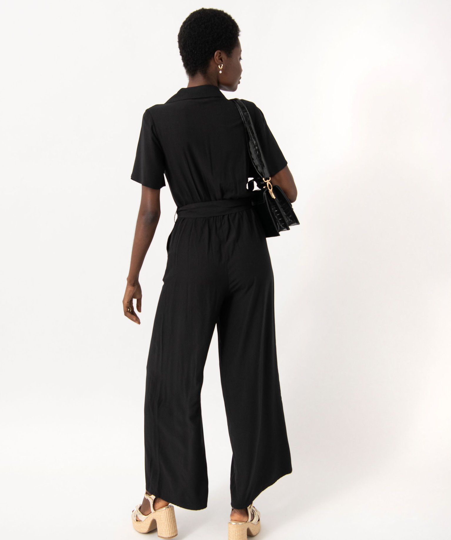 Combinaison pantalon à manches courtes femme noir | GEMO