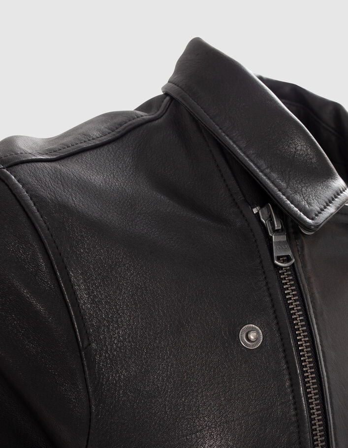 Blouson noir cuir esprit motard Homme