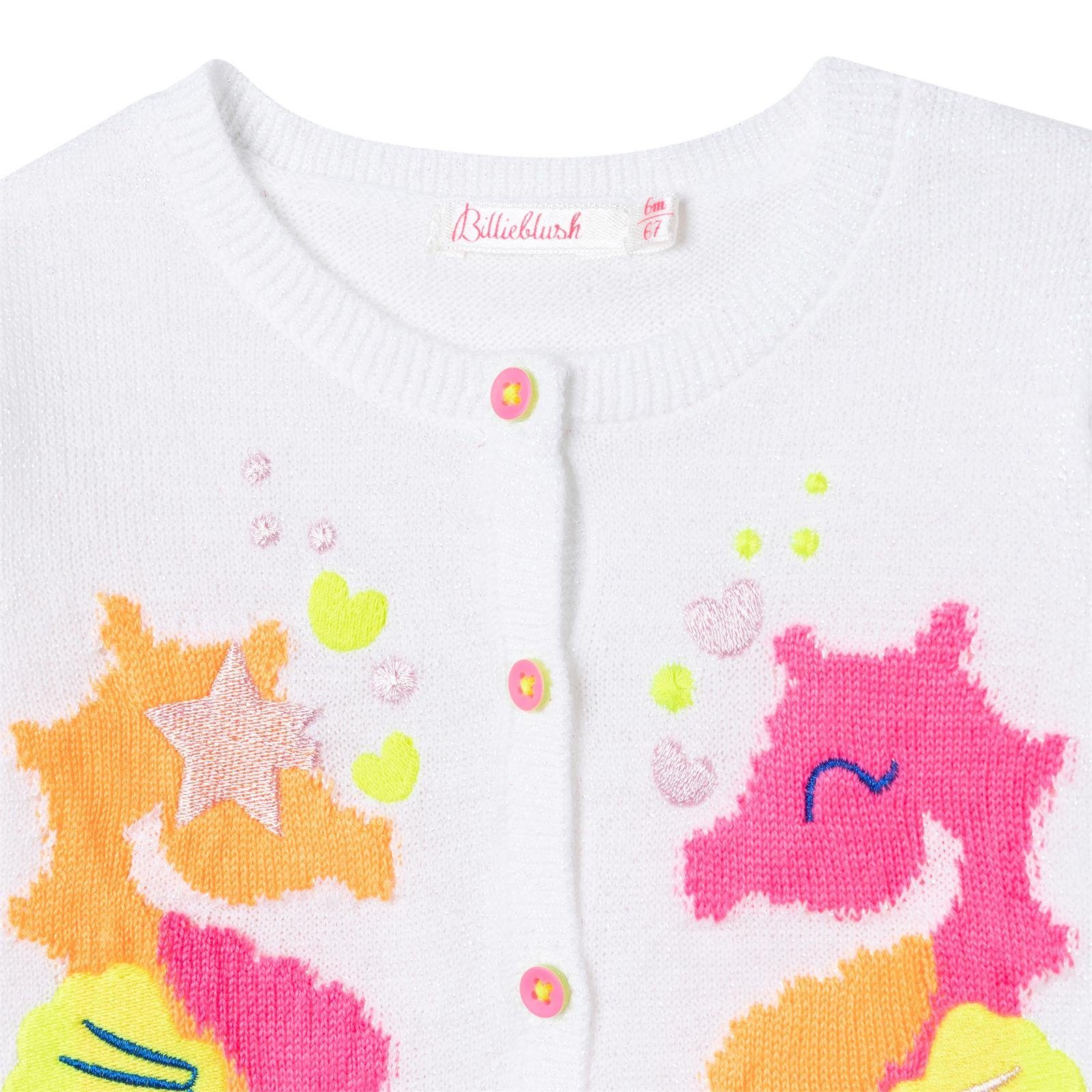 Billieblush Strickjacke Billieblush weiße Baby Strickjacke Cardigan Seepferdchen