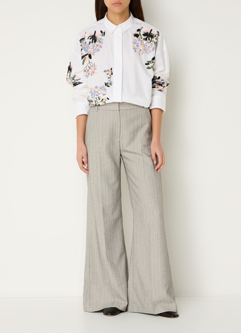 MUNTHE Single blouse with floral print and sequins