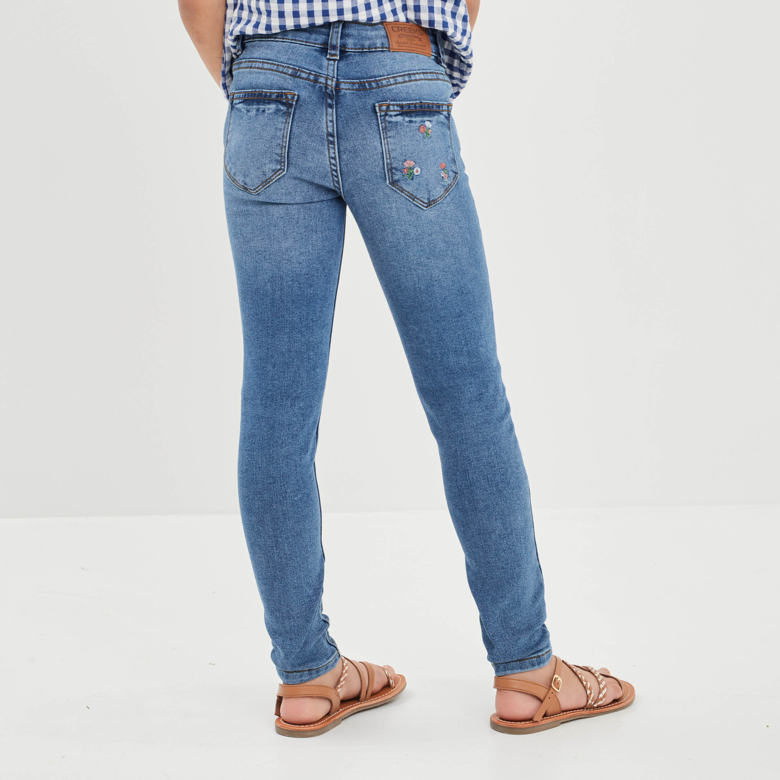 Jeans skinny brodé Creeks denim double stone fille | La Halle
