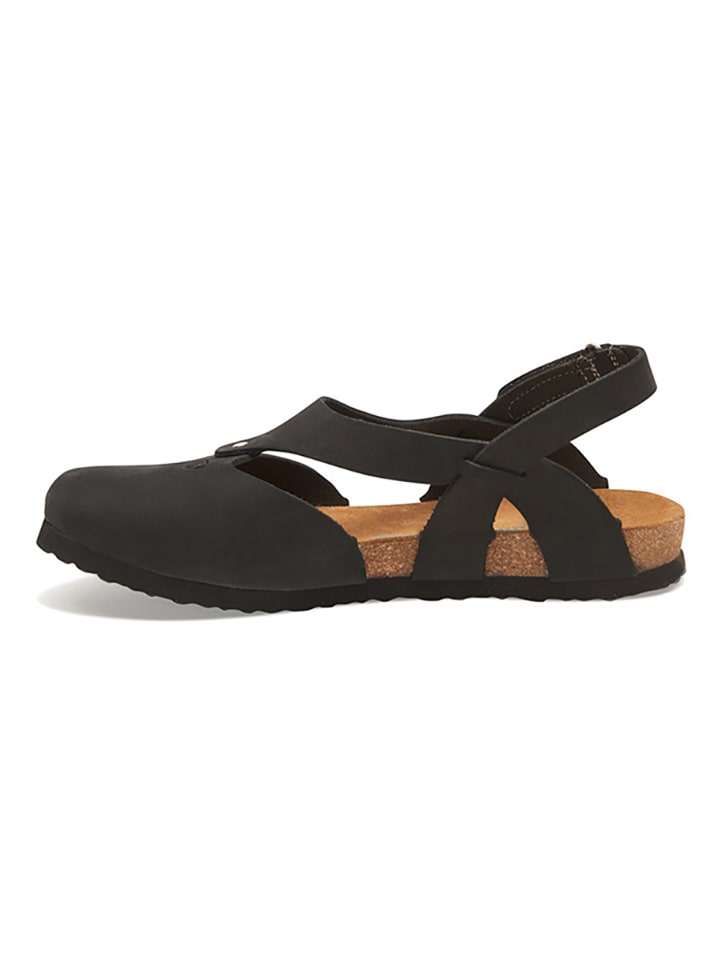 Comfortfusse Leder-Halbsandalen in Anthrazit günstig kaufen