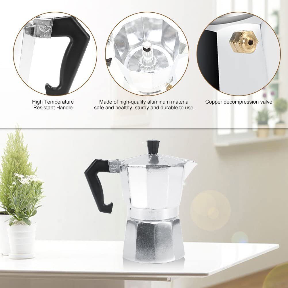 Faizee Möbel Espressokocher Espressokocher Mokka Premium Espresso Aluminium grau 12 Tassen 600 ml, 0.6l Kaffeekanne