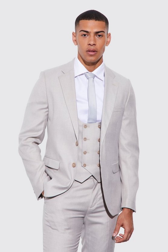 Einreihige strukturierte Skinny Anzugjacke