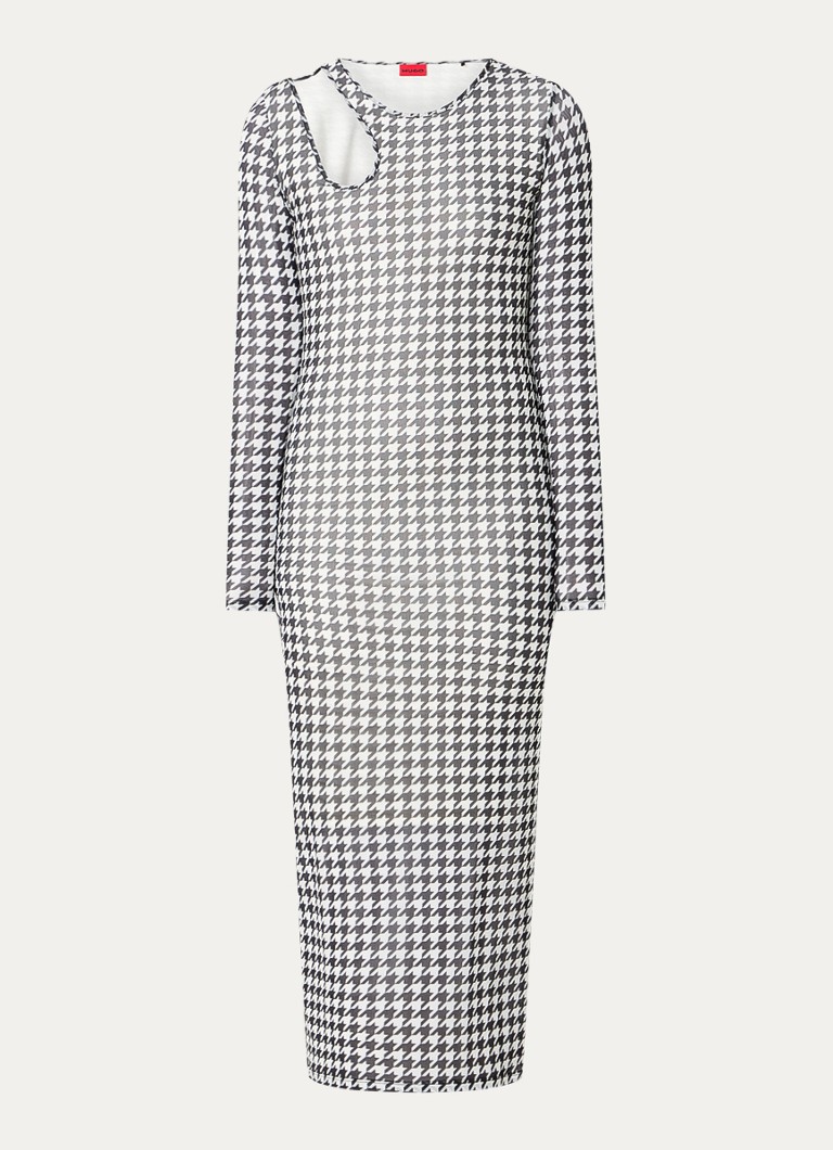 Vestido midi Nalusia de punto con estampado de pata de gallo de Hugo Boss