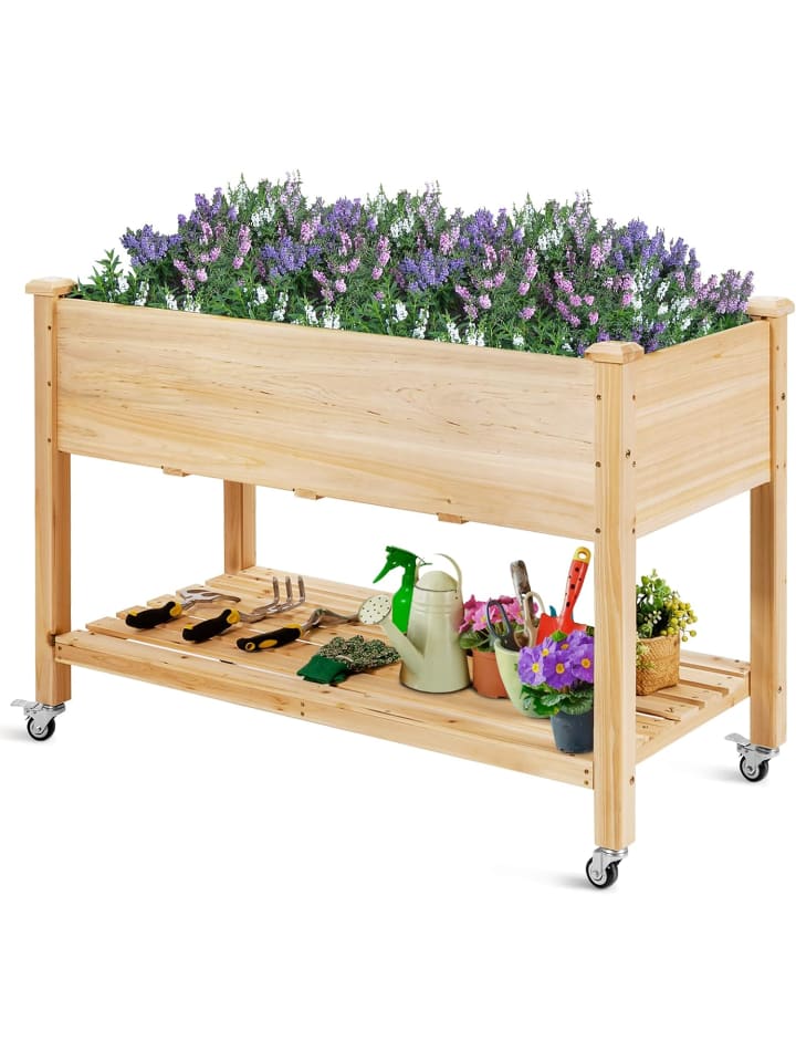 COSTWAY Hochbeet 120cm mit Rollen in Beige günstig kaufen onesize