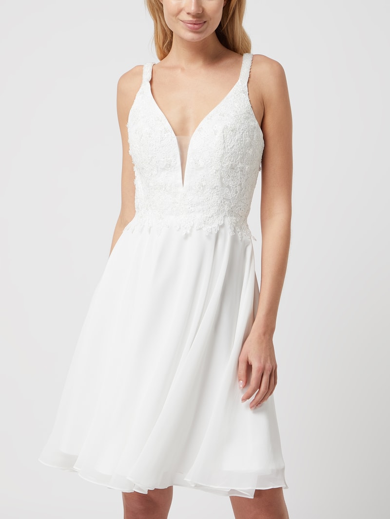 Cocktailkleid mit Herz-Ausschnitt in offwhite