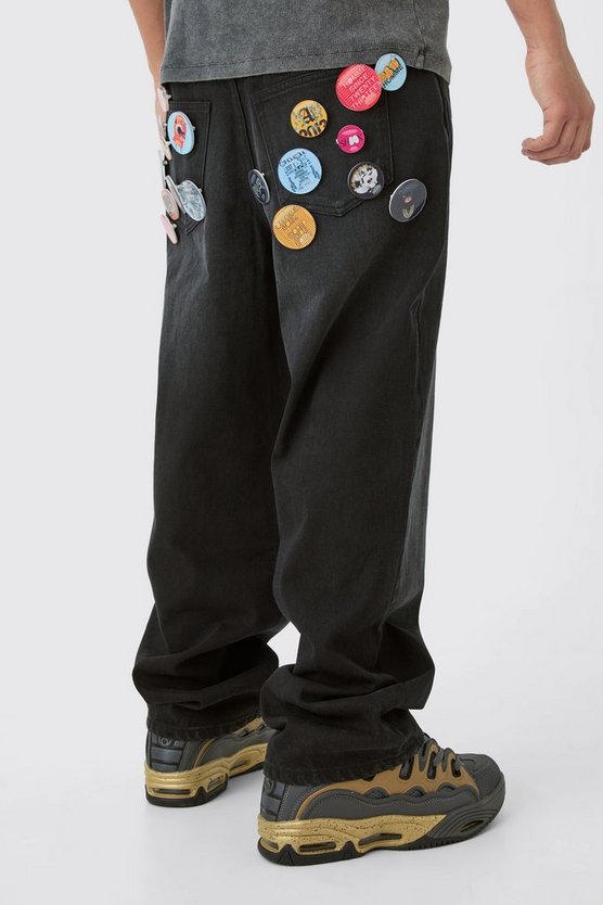 Lockere Jeans in gewaschenem Schwarz