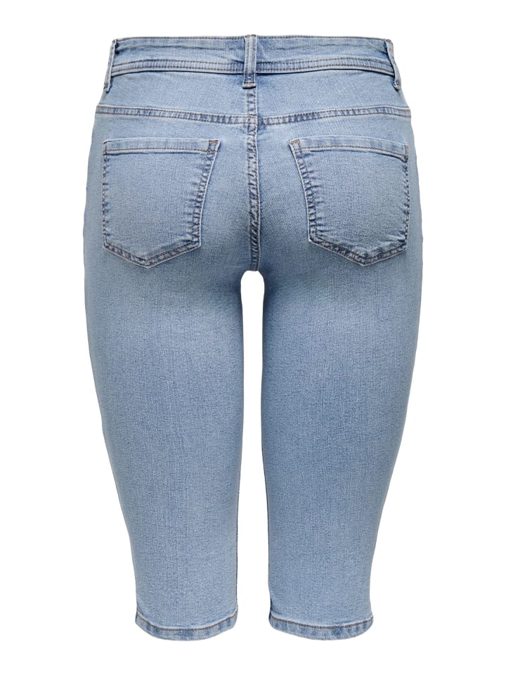 JACQUELINE de YONG Skinny Capri Jeans Shorts Kurze Stretch-Denim Hose in Hellblau günstig kaufen
