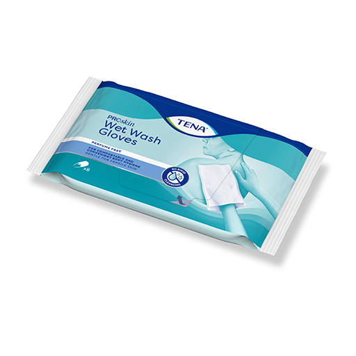 TENA WET Wash Glove parfümfrei 15x23 cm blau  8 St