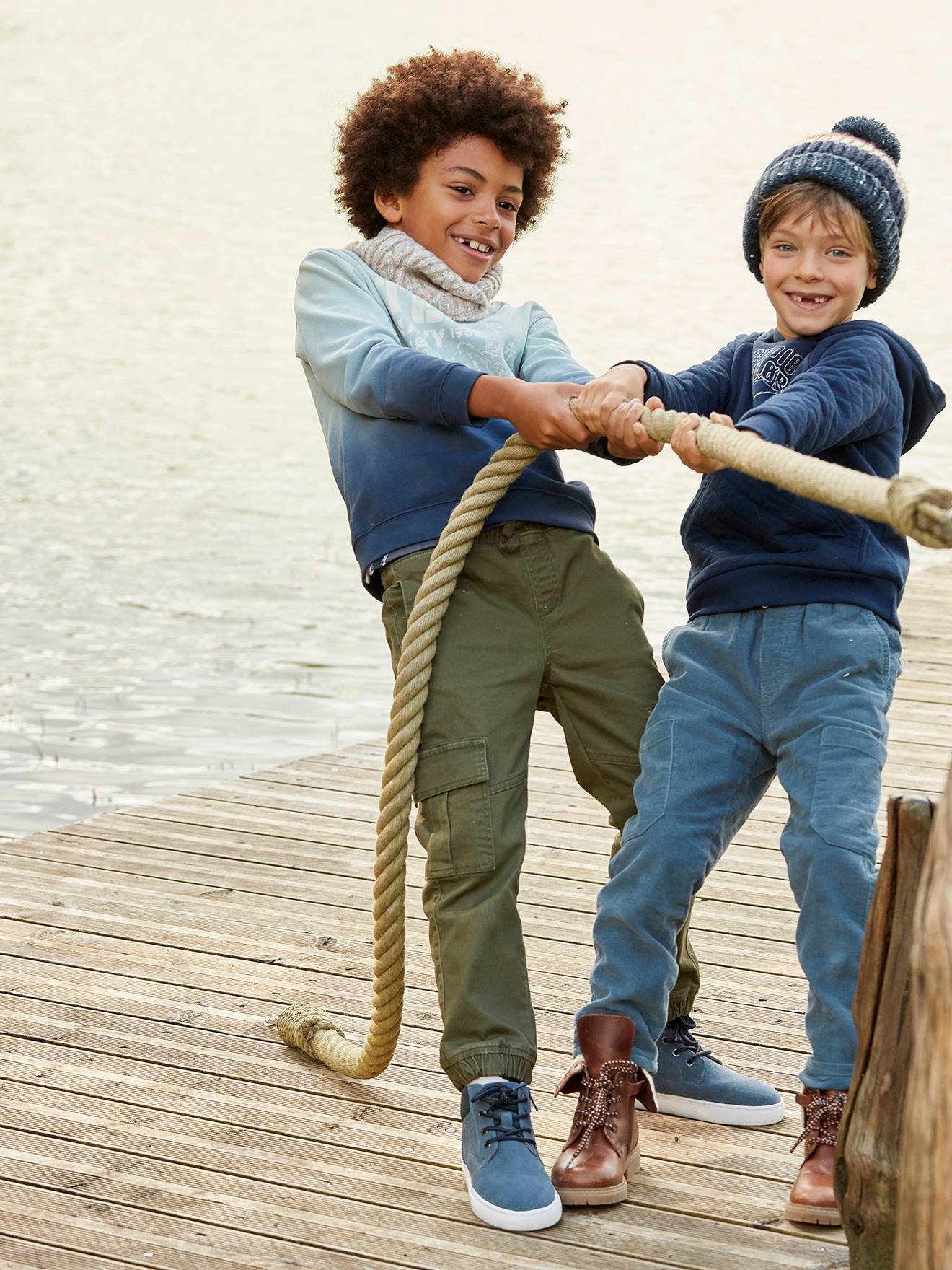 Pantalon battle garçon facile à enfiler navy