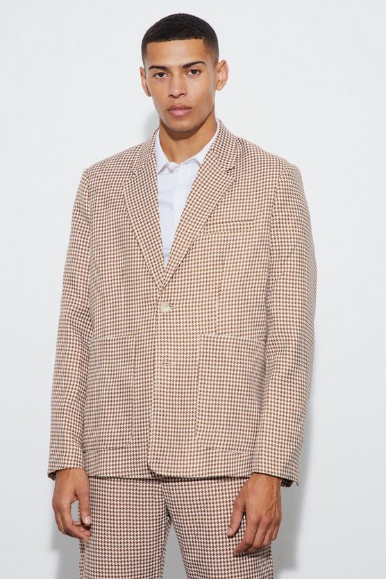 Oversize Bouclee Hahnentritt-Blazer