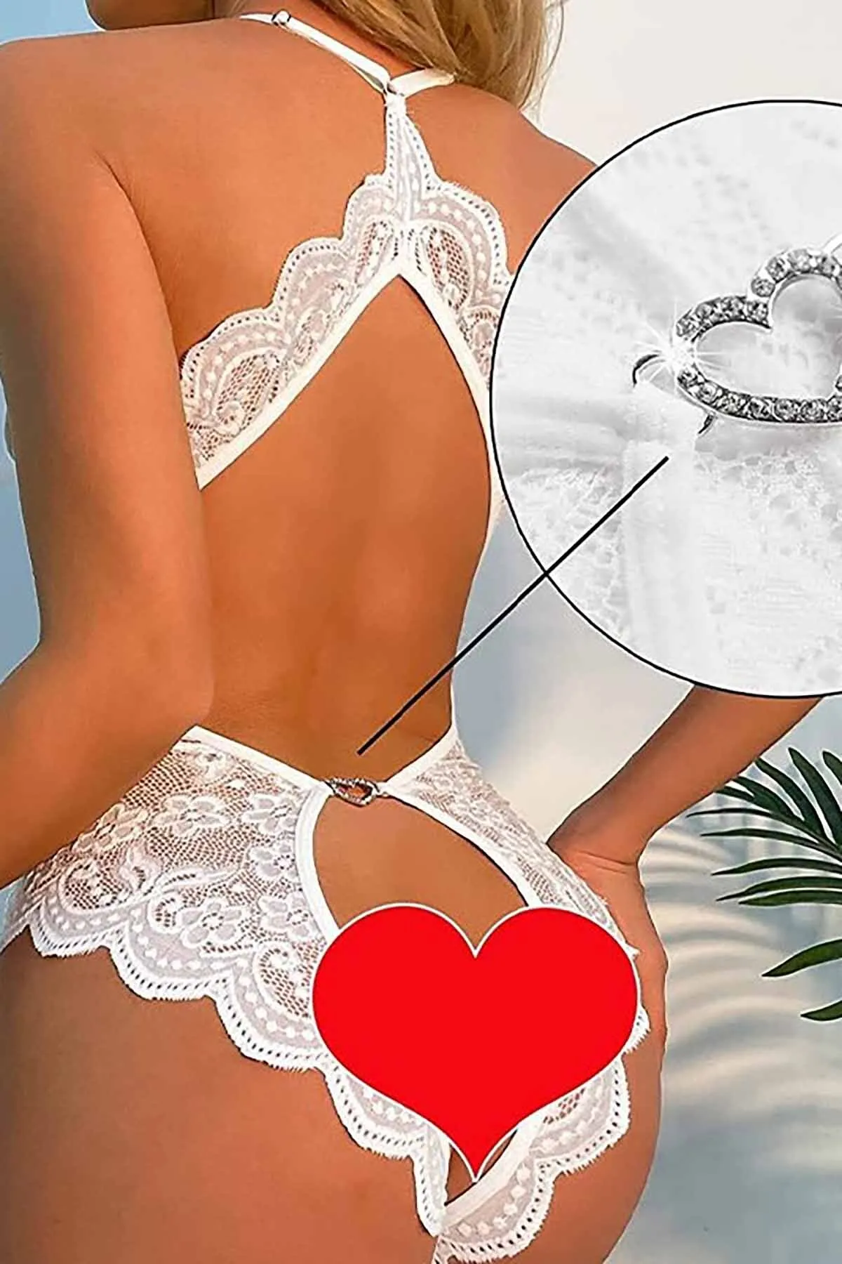 Merry See  Fantasie-Unterwäsche aus Spitze mit offenem Rücken für den privaten Bereich