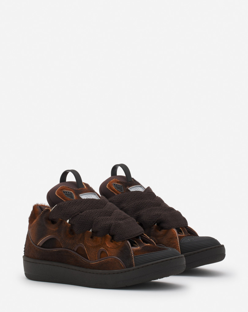 SNEAKERS CURB EN CUIR A EFFET PONY
