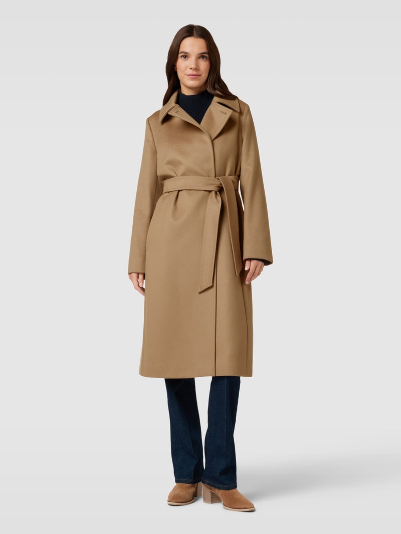 Mantel aus Wolle mit Bindegürtel in camel