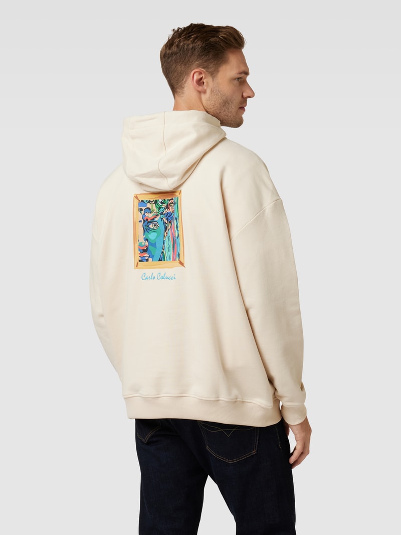 Hoodie mit Motiv-Print in offwhite
