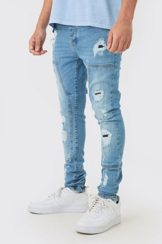 Super Skinny Stretch Jeans mit Rissen in Hellblau